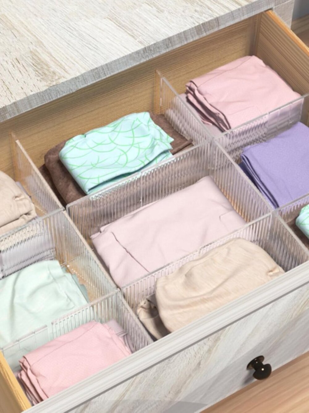 8pcs Adjustable Grid Drawer Dividers DIY Plastic Closet Separator Tidy Organizer - Picture 5 of 6